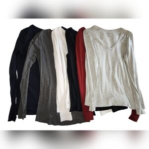 Banana Republic Timeless Tee Bundle 6 Long Sleeve V-Neck Tops Size Medium